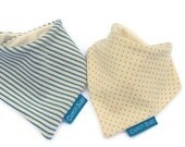NEWBORN Bandana Dribble Bib Set of 2 Organic Jersey with Bamboo & Organic Cotton Fleece Blue Cream  - A Newborn Gift Idea by Cwtch Bugs