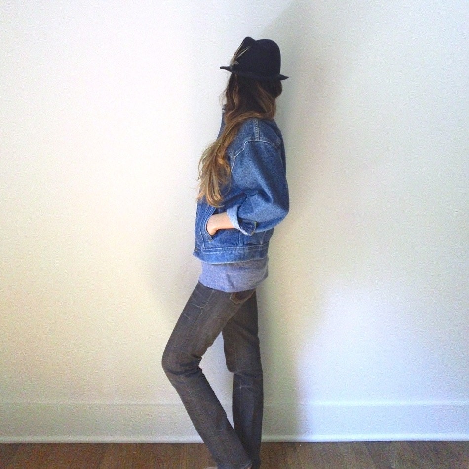 LEE Denim Jacket  //  Unisex Dark Denim Jean Jacket  //  Mens Womens Acid Wash Dark Jean Jacket  //  Classic Vintage Denim Jacket