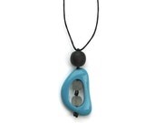 Resin Nursing Necklace Non Toxic Pregnancy Fertility 'Twiddle Buster' Pendant -Monkey Mama- Turquoise Blue and Grey/ Gray