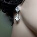 Pearl earrings - Feathers - Sterling silver - Cubic Zirconia posts - Bridal jewelry - Bridesmaids - Gift - Elegant -