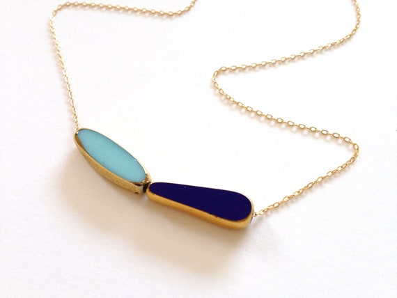 Navy Sky Necklace // blue 24k gold, long chain // delicate jewelry by LilahV