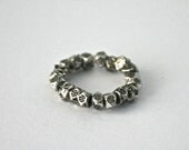 Beaded Silver Ring Adjustable Stretch Ring Silver Ring Stackable Ring