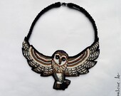 Beaded bird necklace "The Totem Owl" - MADE TO ORDER