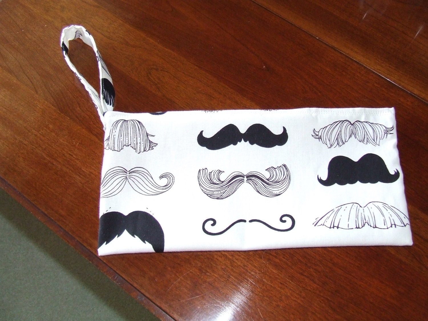 Mustache Clutch Purse with Wrist Strap