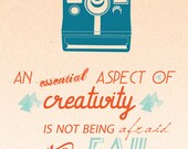 Creativity Inspirational Quote Print, Retro Style Print, Vintage Style Print, Typography Print, Polaroid Camera - Creativity
