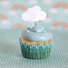 Baby Shower Theme, Cloud Cupcake Toppers, Rainy Day theme, Showers, up up and away theme,12 cloud toppers