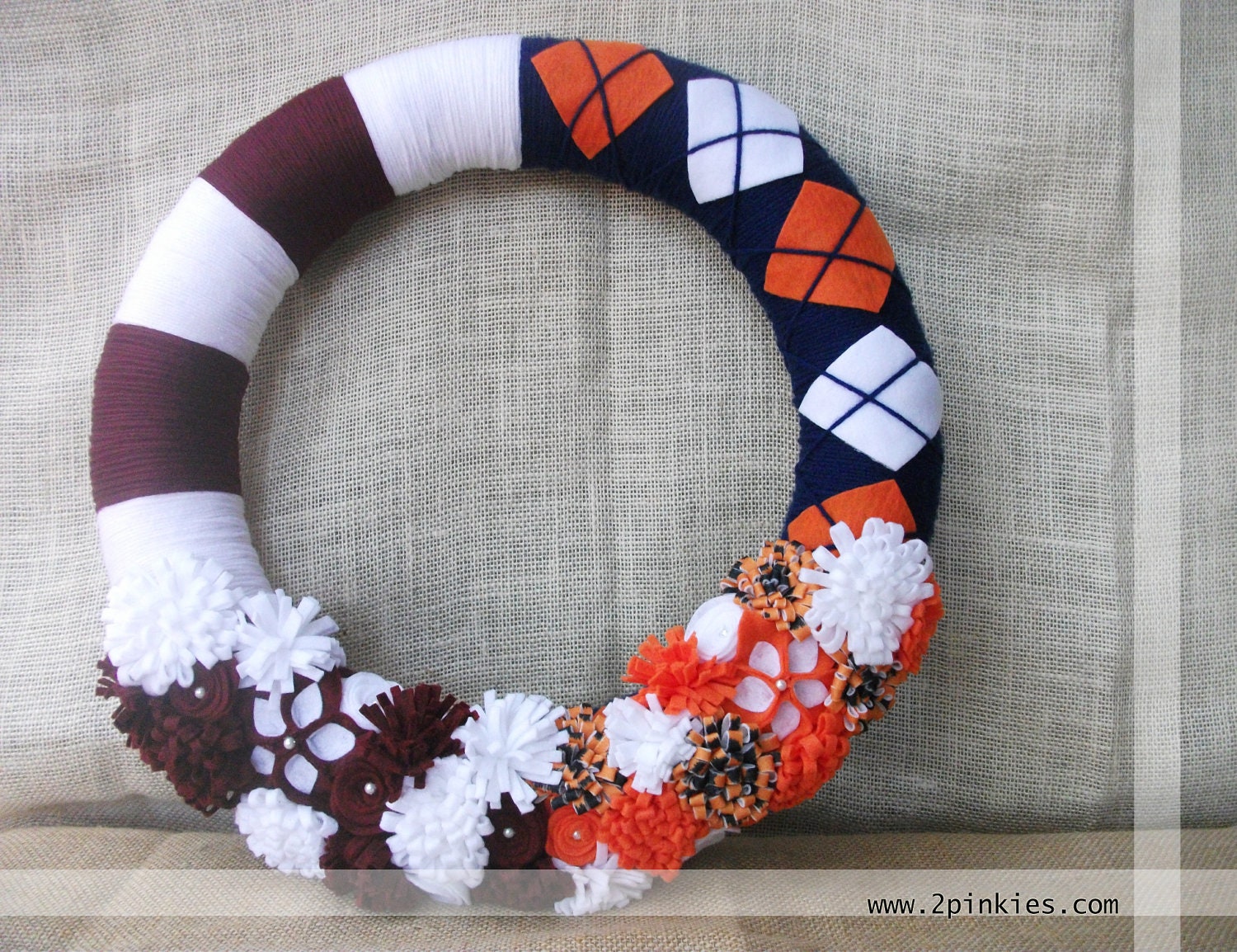 House Divided Wreath - Auburn/Mississippi State - Yarn Wreath