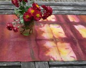Linen Table Runner Hand dyed Itajime Japanese Style Fall Colors
