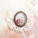 SALE - Vintage lace brooch with pink rose