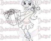 Digital Stamps -  Christmas Gift Giving Girly - Digital Image for Scrapbook and Greeting Cards