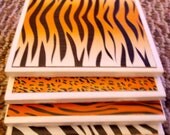 Coasters Set of 4 animal print handmade OOAK