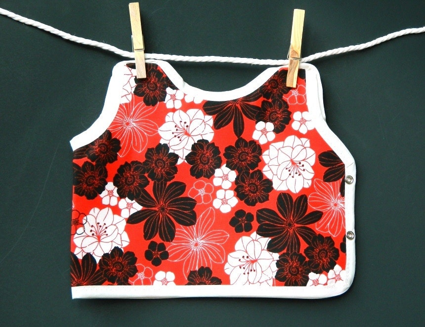 Hawaiian Baby Bib Red and White Flower Tropical Baby and Toddler Feeding