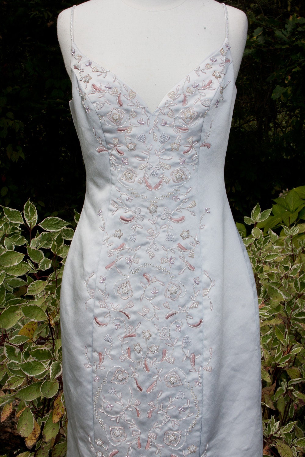 Upcycled Steampunk Clothing, Vintage Bronze Wedding Gown (Hand Dyed), Full Length with Train, Beaded Chiffon Overlay,  Eco Friendly Wedding