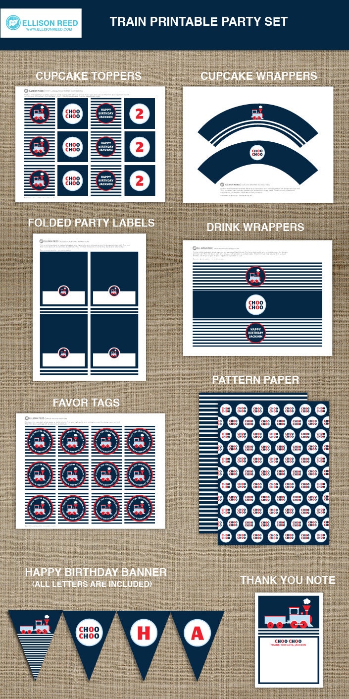 Train Printable party - Train Birthday - Train party decorations - choo choo - printable party - 2nd birthday - 1st birthday - boy birthday Il_570xn
