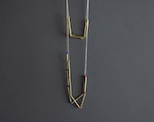 Long Colorblock Layering Necklace / sliding brass tubes, long sterling silver chain, custom colors - The Dash Dot Necklace