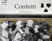 Party Confetti// Black & White Confetti // Silver Heart, Candle Die Cuts