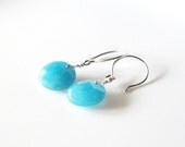Argentium Silver Wire wrapped Agate earrings- Aqua, tangerine, brown,  fall jewelry, fall fashion, 2012, fall, trend