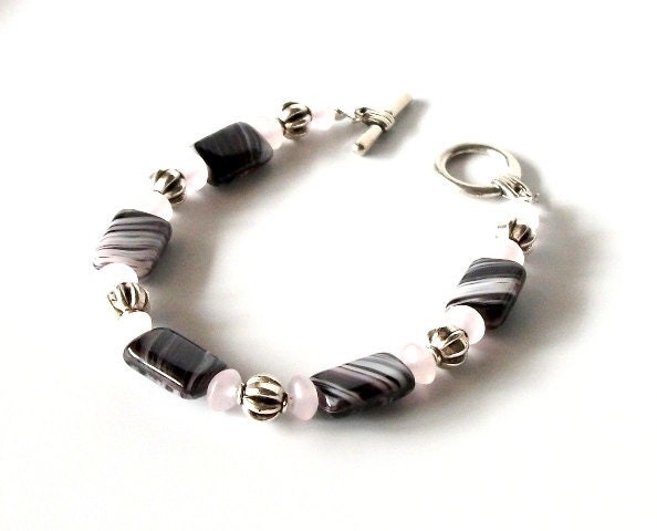 Czech glass bracelet- Midnight Swirls