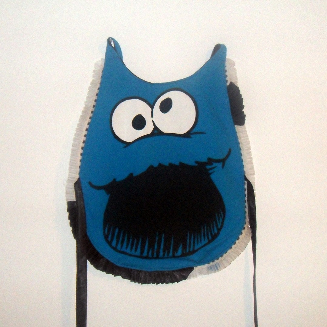 Cookie Monster Apron Upcycled Tshirt Handmade OOAK Unique Gift