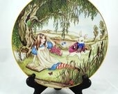 FREE SHIPPING Spring  1950s Cabinet Collectors Plate Home Decor Wedding Hand Painted Gold Gilded Floral Daisy Austrian Imperial