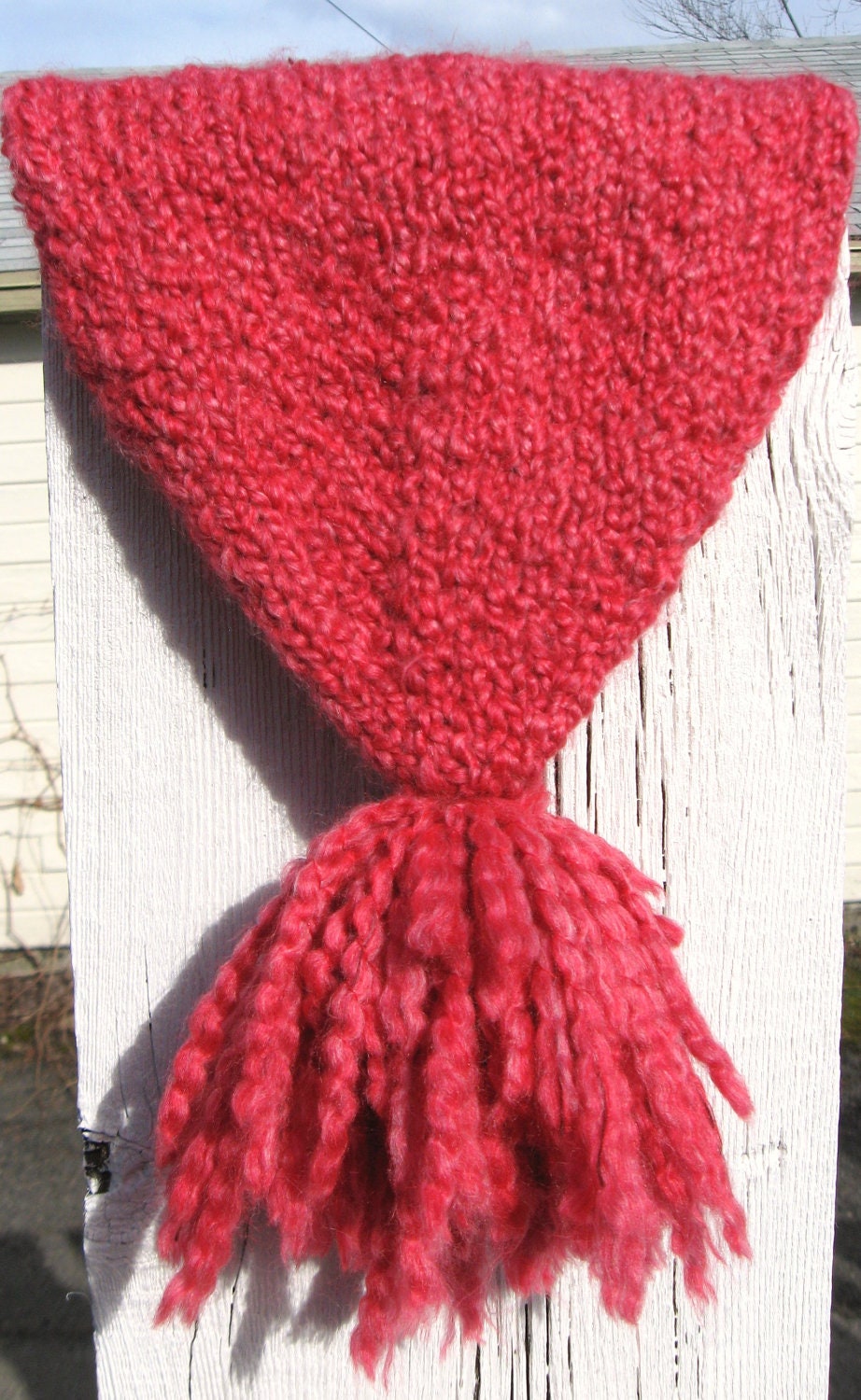 Knit Hat in Red with Pom Pom