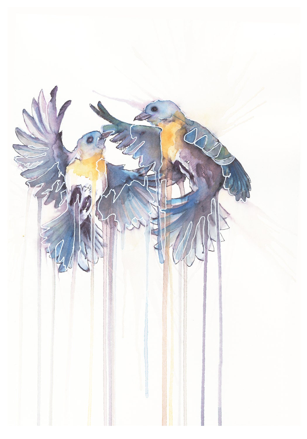 Bluebirds - Watercolor Archival 8 x 10 Print