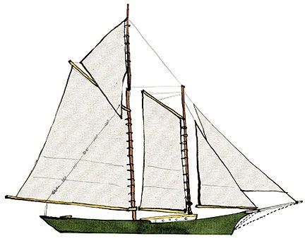 Schooner Lettie G. Howard: ship print / nautical illustration
