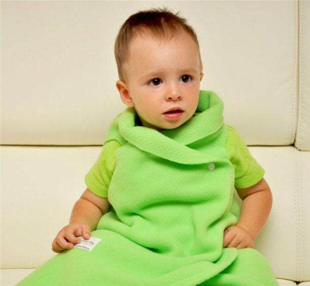 The Sleep 'n Cuddle Wrap Fleece Toddler Sleep Sack and Wearable Baby Blanket (Lime Green) Thicker Fleece