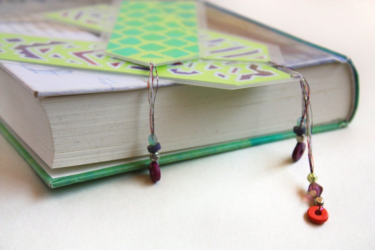 Choose any 3 Graphic Modern Tribal Bookmarks - Original Art - Medium size