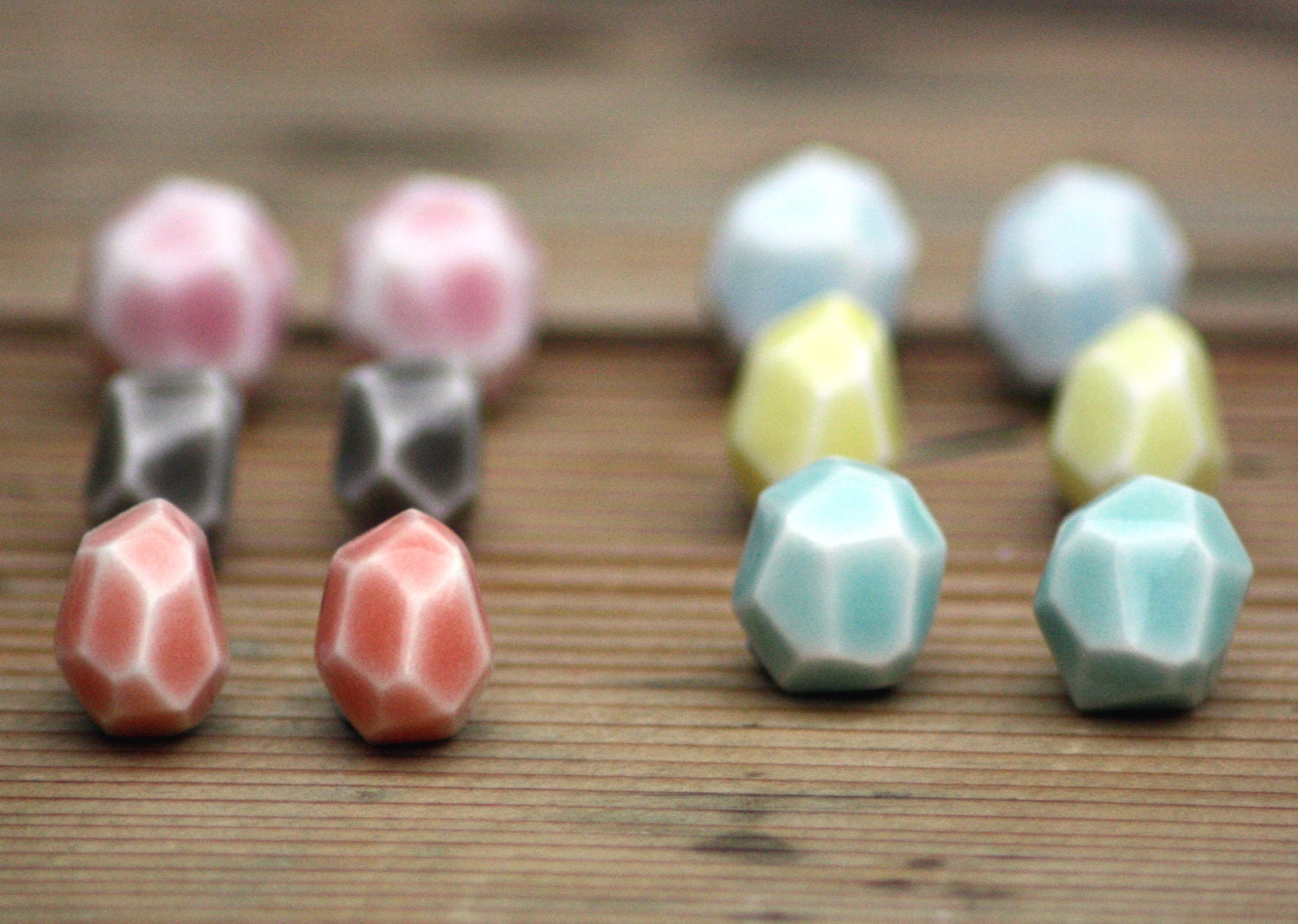 faceted stone stud earrings