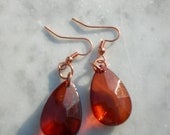 Reddish Burnt Orange Big Drop Earrings (Recycled)