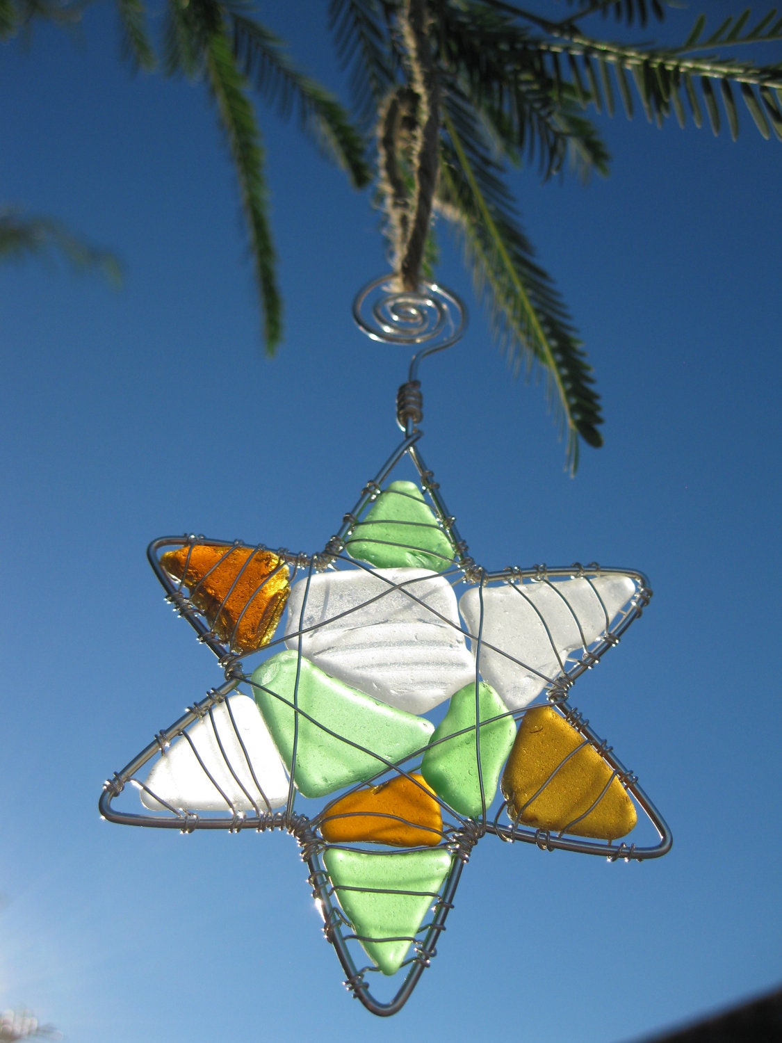 Sea Glass Star of David Sun Catcher