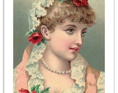 Classic Victorian Beauty Antique Trade Card Image Greeting Card TC006