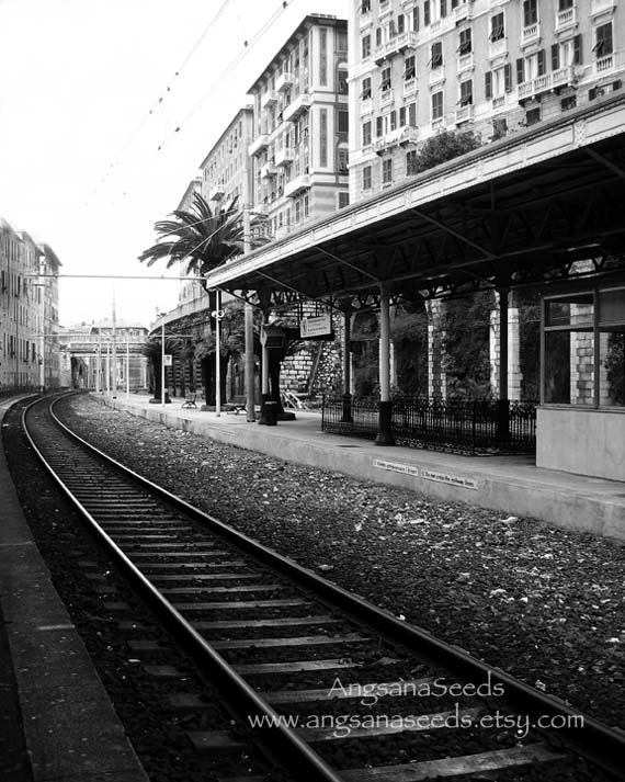 Italian riviera photo, train station, Dreamy, Romance, 8x10 original print, railway station, Casablanca, Old world charm, home decor, gifts