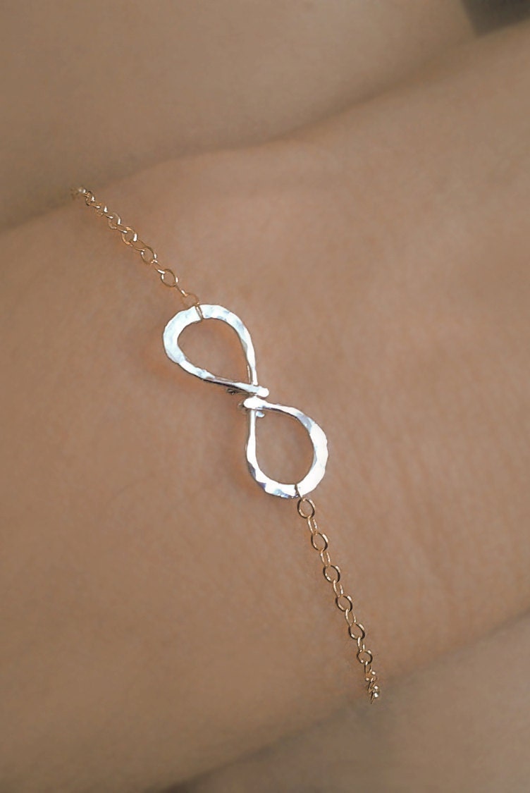 Two tone Infinity charm Bracelet or Anklet in Gold and Silver,Tiny,Friendship,Bangle,delicate chain,gift ideas