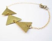 Threes Triangle 14k gold filled Bracelet Everyday and Layering Bracelet Christmas Holiday 2012