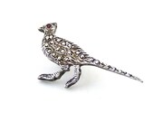 Sterling Silver Marcasite Pheasant Bird Pin Tie Tag