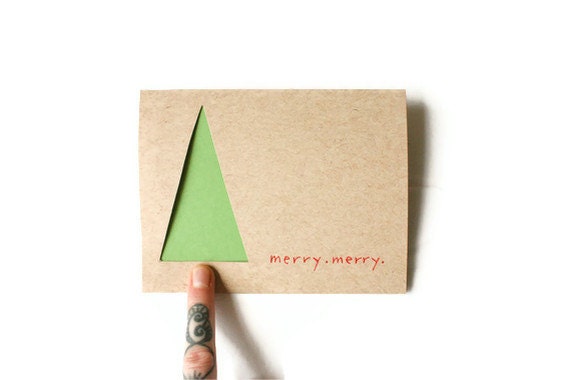 MERRY Merry MINIMALIST CHRISTMAS Card Set of 10