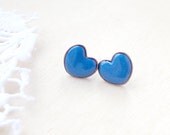Tiny Blue Heart Earrings Studs - Heart Jewelry - Heart Earrings - Christmas Gift