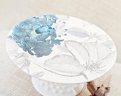 Blue and Grey Cake Stand Pedestal Stand Cupake Stand Candy Dish