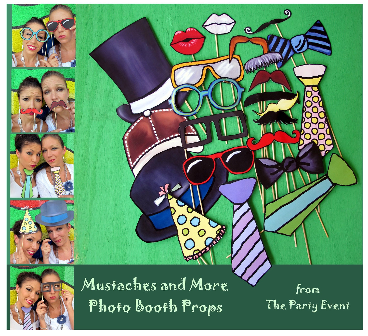 Mustaches and More photo booth props - more than the regular standard set - perfect for your next party