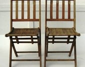 Vintage Folding Boat Chairs, Pair SHIPPING INCLUDED