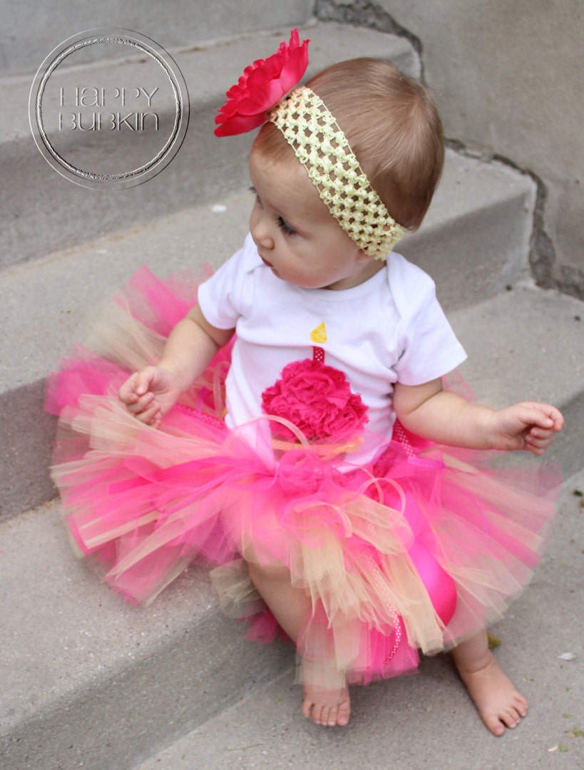 RASPBERRY LEMONADE SET--Birthday Girl Cupcake Onesie and Tutu Skirt Set with Free Flower Clip, Newborn,1st, 2nd, 3rd, 4th, 5th Birthday
