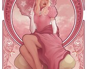 Mario, Princess Peach, Nintendo, Toadstool, Video Game, Art Nouveau, Mucha, Fine Art Print 18 x 24