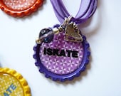CUTE iSKATE Necklace with iceskate charm and matching Beads birthday, party, favors, special occasions, christmas gifts, party favors