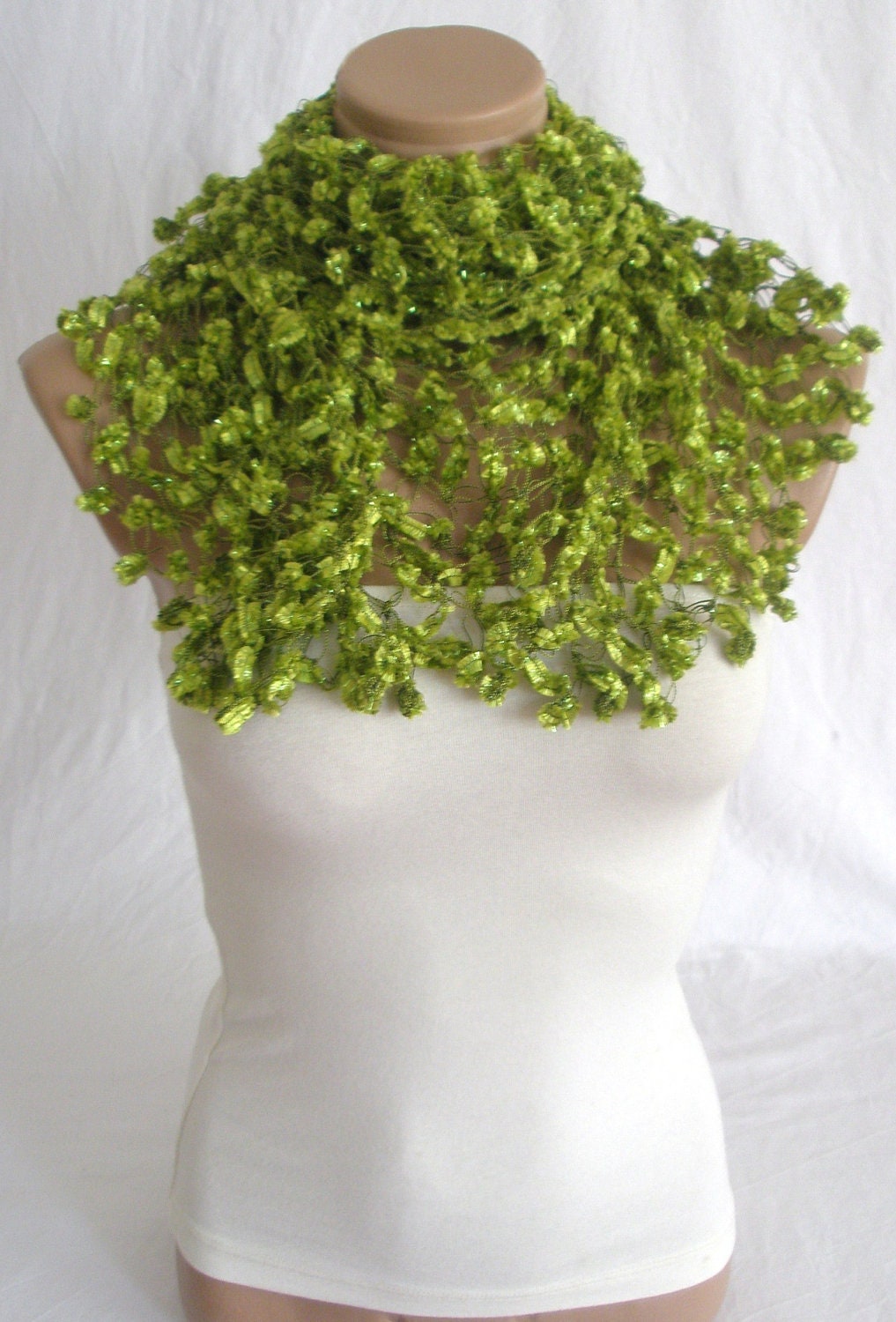 Crocheted green magic shawl, scarf by Arzu's Style