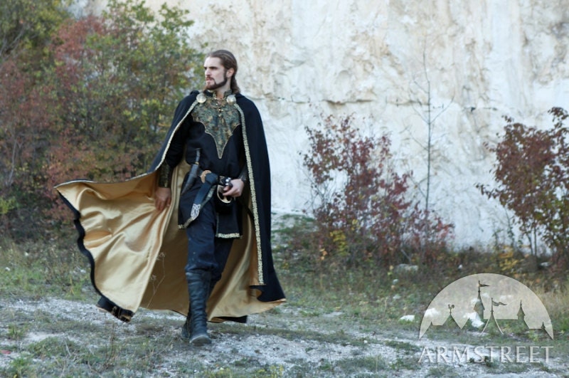 SALE Medieval Elven Prince Fantasy Lined Black Cloak "Knight of the West" king cloak lined cloak elven cloak