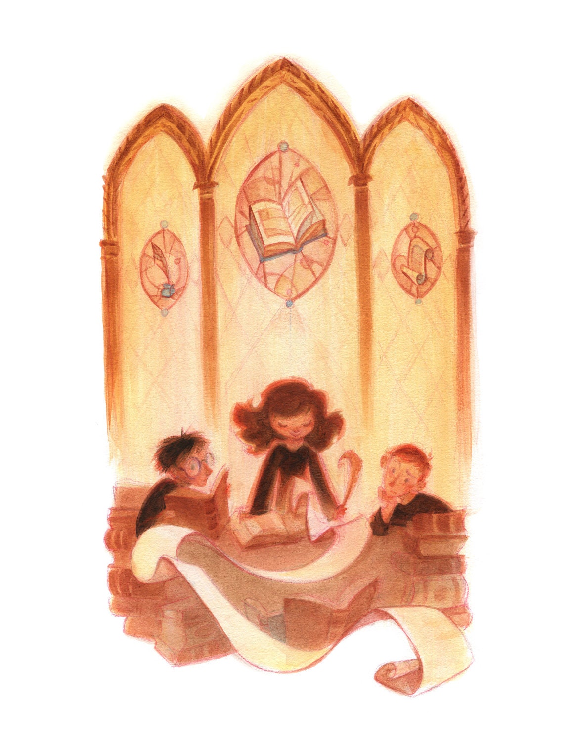 At the Library: SMALL 8.5x11 Art Print