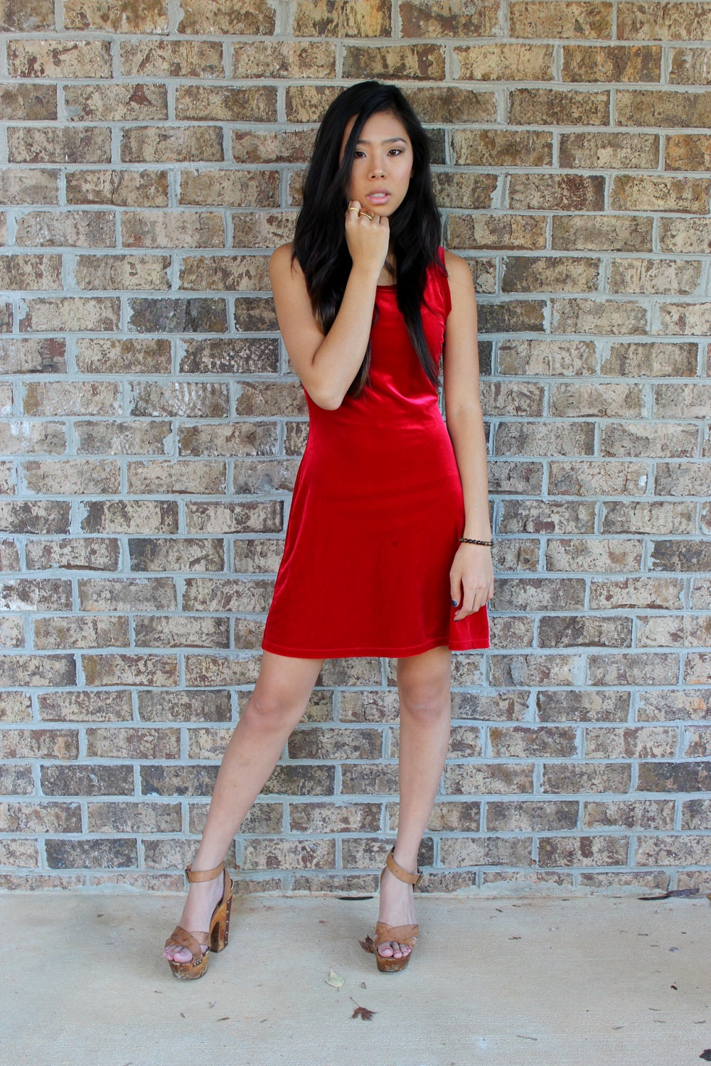 CoCo Club Red Velvet Vintage Dress-Holiday-1990's