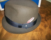Stylish Vintage Handsome Mens Dark Brown Hat - Fedora with Feathers by Champ